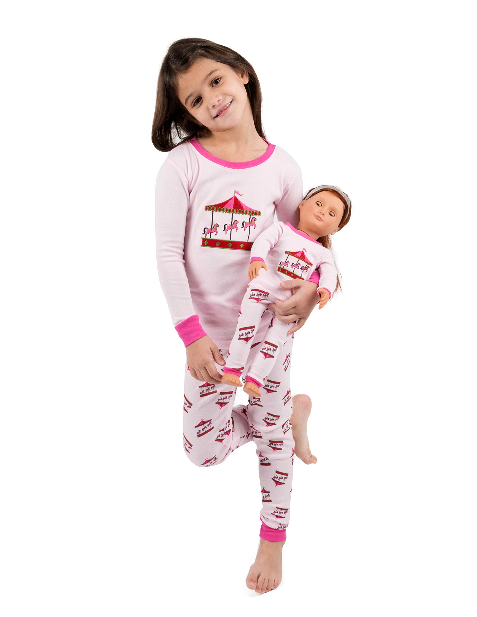 Size 2 Toddler-14 Years Leveret Kids /& Toddler Pajamas Matching Doll /& Girls Pajamas 100/% Cotton 2 Piece Pjs Set